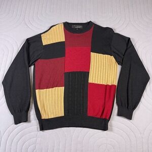 Protege Collection Colorblock Sweater Mens M Silk Black Coogi Cosby Style VTG